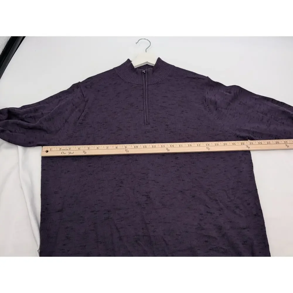 Nordstrom Men's Shop Large Purple Black Cotton Cashmere Quarter Zip Sweater
